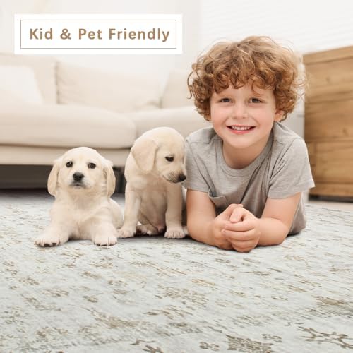 8x10 Washable Area Rugs for Living Room,Bedroom,Dining Room- Neutral Beige