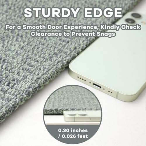 EARTHALL Washable Area Rug, Non Slip Living Room Rug, 6x9 Ft, Green/Grey