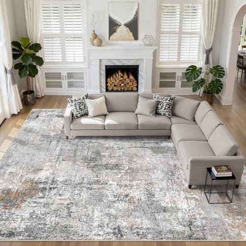 LOONGRUG 10x14 Area Rugs Washable Large Neutral Modern Living Room Rug