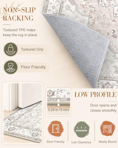 OLANLY 5x8 Washable Area Rug, Soft Non Slip Carpet for Bedroom Living Room