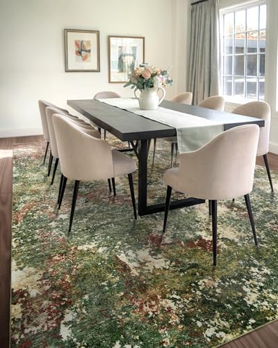 Washable Area Rug for Living Room: 5x7 Modern Abstract Neutral Soft Rug for Bedroom Dining Room No Slip Low Pile Carpet for Nursery Home Office - Red/Ivory