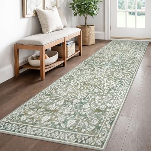 Washable Vintage 2.6x8 Runner Rug Non Slip Runners for Hallway
