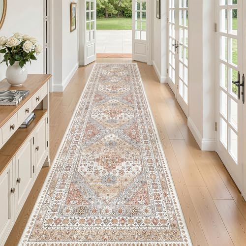 zesthome 2'6 x 10' Runner Rug Non Slip,Washable Kitchen Rugs,Orange