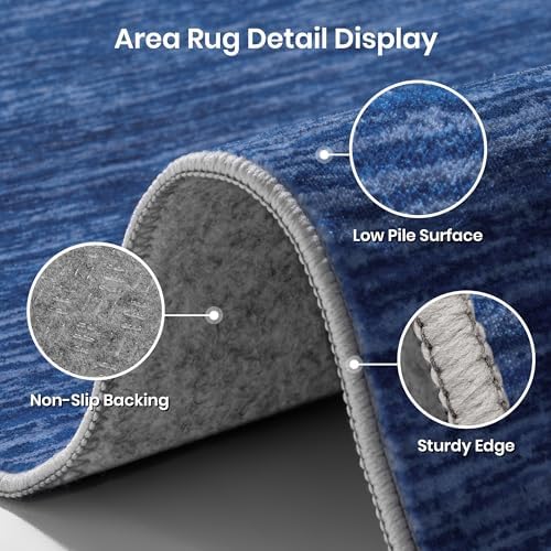 Valenrug 8x10 Area Rugs for Living Room, Large Washable Rug Non Slip Navy