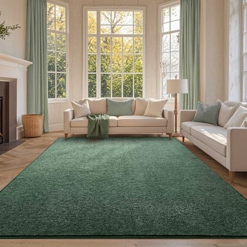 7x10 Large Green/White Area Rug Non-Slip Washable for Living Room Bedroom