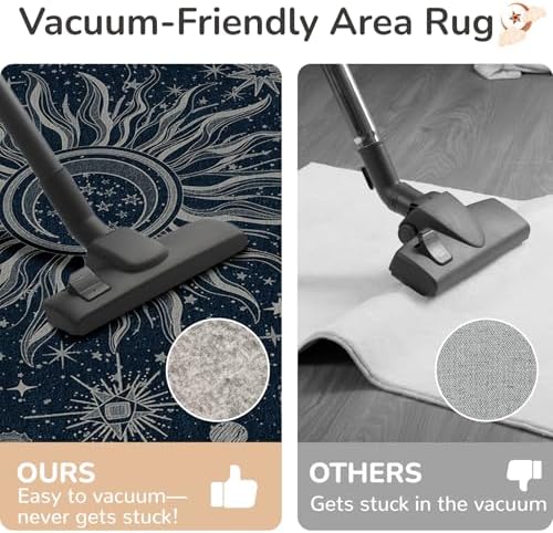 Vacuum-Friendly, 6x9 Washable Area Rug, Blue Gray White