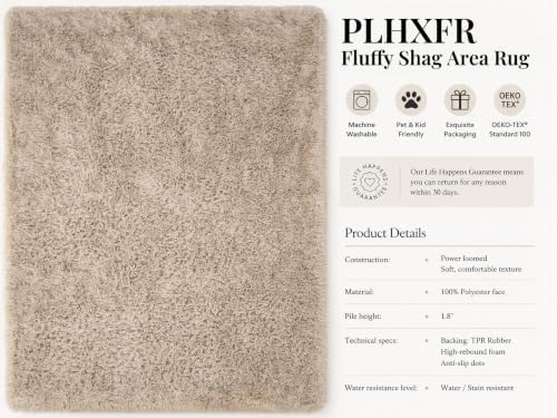 PLHXFR 9x12 Area Rugs Living Room: Fluffy Bedroom Rug Shag Carpet Camel