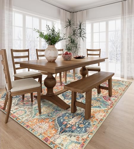 Lahome Moroccan 5x8 Area Rug, Washable Rugs for Living Room Bedroom