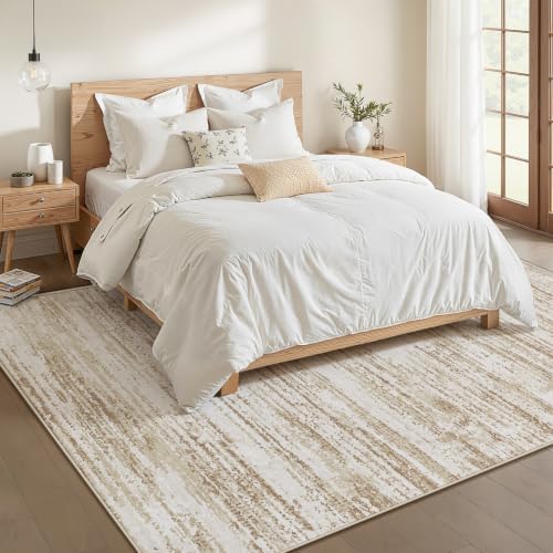Area Rug 5x7 Living Room Rugs: Washable Modern Rug Non-Slip Soft Rugs Stain Resistant Printed Rug Indoor Carpet for Bedroom Kitchen Dining Room Nursery Home(Brown, 5'x7')