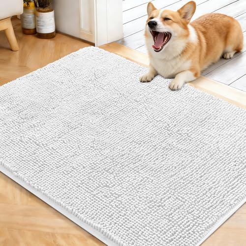 OLANLY Dog Door Mat for Muddy Paws 40x32, Super Absorbent Chenille Mud Mat
