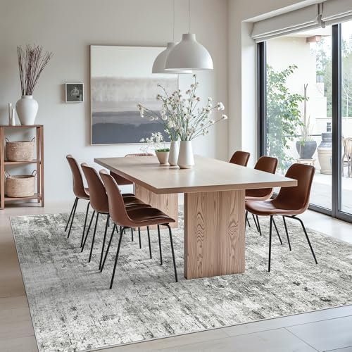 Soalmost Abstract Rug 8x10 Large Living Room Area Rugs Washable Gray/White