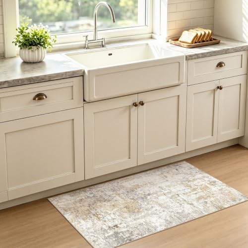 LOONGRUG Runner Rug 2x4 Washable Non-Slip Neutral Modern Abstract Rug