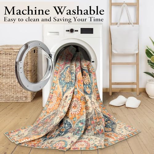 Lahome Moroccan 5x8 Area Rug, Washable Rugs for Living Room Bedroom