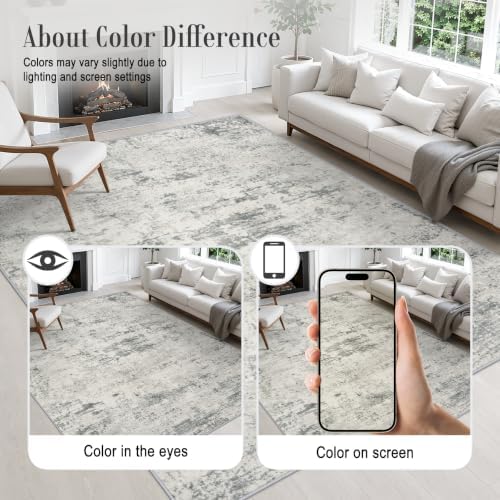 3x8 Washable Runner Rug：Modern Abstract Kitchen Soft Carpet Gray