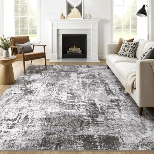 LOONGRUG 7x9 Area Rug Washable Large Neutral Modern Living Room Rugs