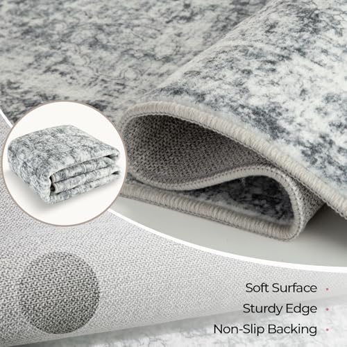 CAPALOCA 8x10 Washable Nursery Girls Low Pile Area Rug Grey