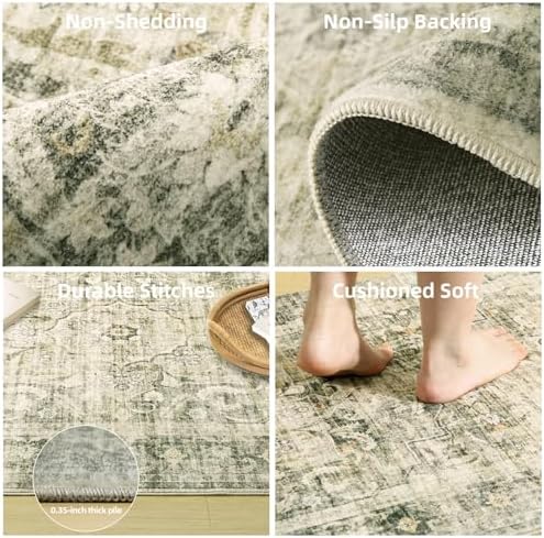 3x5 Washable Area Rug for Bedroom: Entryway Rug Non Slip Small Throw Carpet
