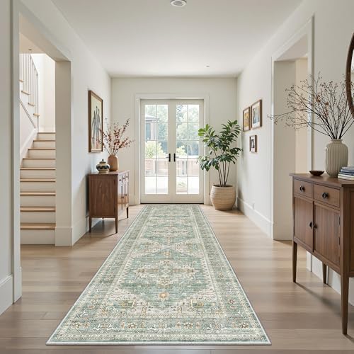 Runner Rug 2x5 Washable Runners for Hallways, Kitchen Runner Entryway Green