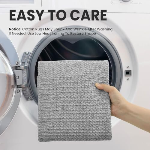 EARTHALL Washable Area Rug, Non Slip Entryway Rug, 4x6 Ft, Heather Gray
