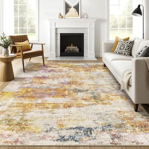LOONGRUG 7x9 Area Rug Washable Large Neutral Modern Living Room Rugs