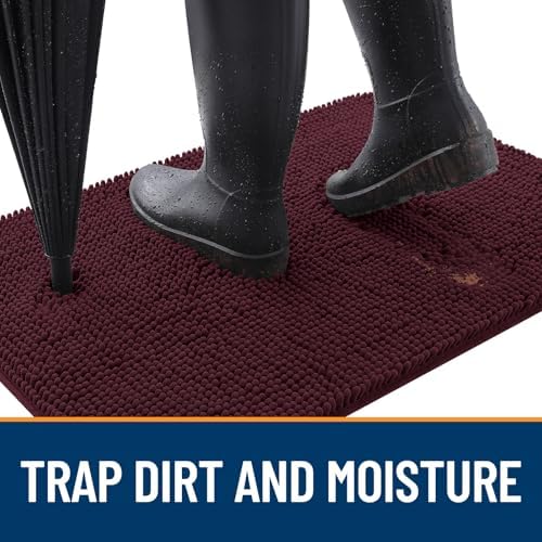 OLANLY Dog Door Mat for Muddy Paws 48x30, Super Absorbent Chenille Mud Mat