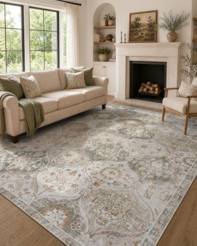 Lahome Green Rugs for Living Room, Farmhouse 8x10 Rugs Under Dining Table