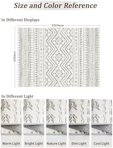 Miukiki 6x9 Area Rug Washable Non Slip Rug for Living Room Grey