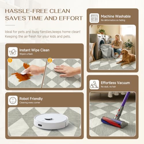 PureCozy Grey 2'6x8 Washable Runner Rug Kitchen Non Slip Checkered Carpet