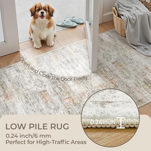 2x12 Runner Rug Non Slip,Washable Hallway Runner Rug,Green