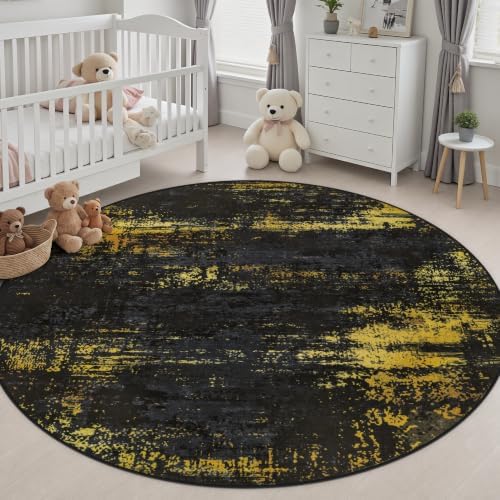 Round Area Rug Living Room: 8 ft Modern Washable Indoor Carpet