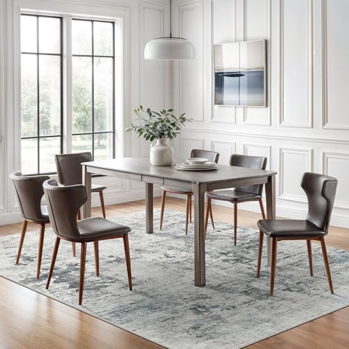 Soalmost Abstract Rug 5x7 Washable Area Rugs for Living Room, Gray/Blue