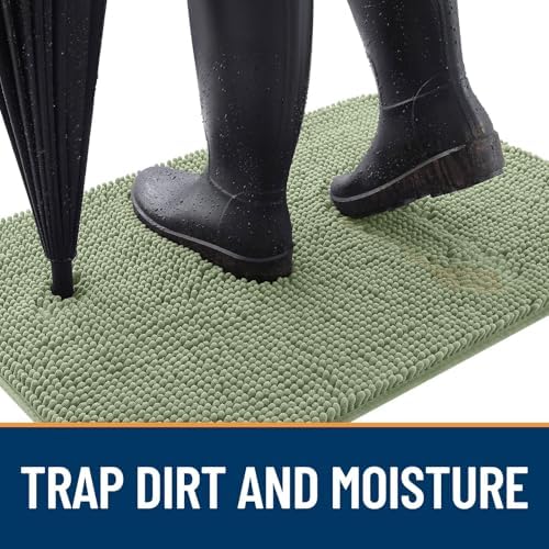 OLANLY Dog Door Mat for Muddy Paws 30x20, Super Absorbent Chenille Mud Mat