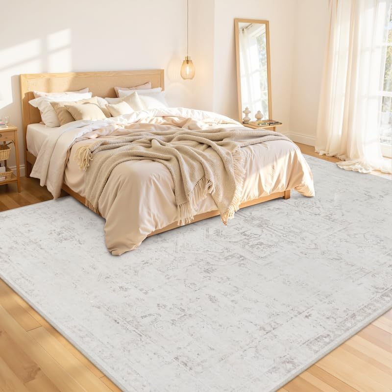 Area Rugs 9x12 Living Room: Bedroom Washable Carpet Neutral Cream