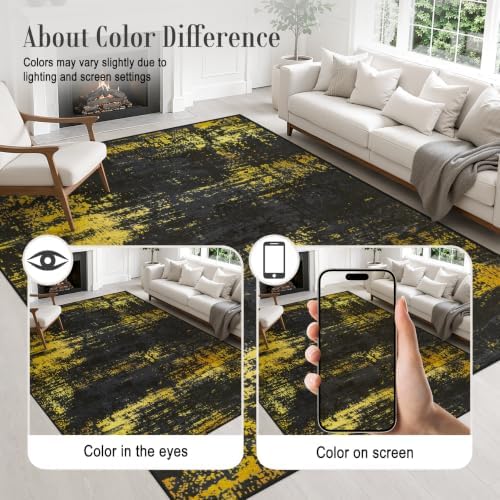 Round Area Rug Living Room: 8 ft Modern Washable Indoor Carpet