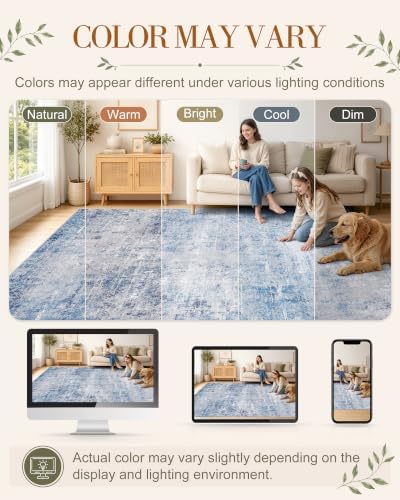 OLANLY 5x7 Washable Area Rug, Soft Non Slip Carpet for Bedroom Living Room