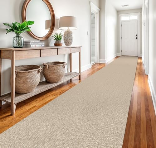 EARTHALL Washable Runner Rug, Non Slip Hallway Runner, 3x20 Ft, Sand/Beige