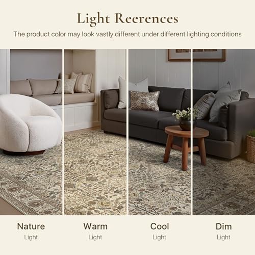 Bavni 2x10 Kitchen Runner Rug, Washable Non Slip, Cream Brown