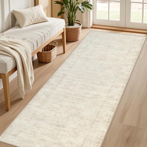 2x14 Hallway Washable Runner Rug: Kitchen Carpet Retro Beige
