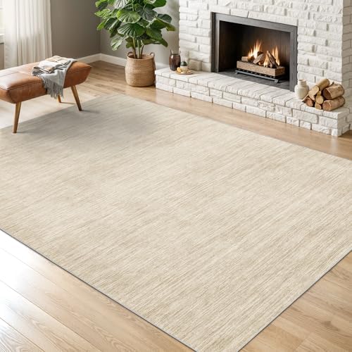 Valenrug Washable Rugs 5x7, Non Slip Large Area Rugs for Living Room, Beige