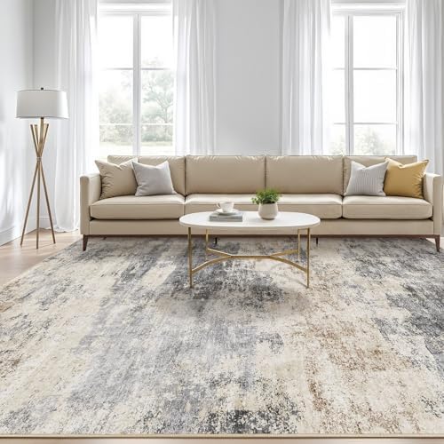 LOONGRUG 6x9 Area Rugs Washable Neutral Modern Living Room Rug Grey Brown