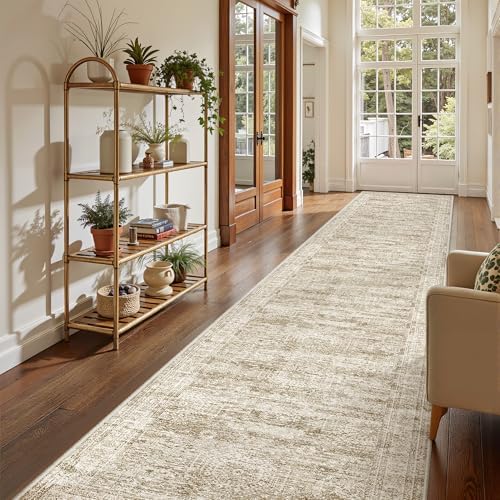 3x16 Runner Rug Non Slip,Washable Hallway Runner Rug,Brown