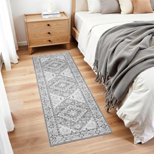 Lofus 2x6 Hallway Kitchen Washable Runner Rug, Boho Entry Long Carpet Grey