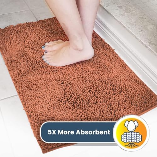 Muddy Mat® | Super Water Absorbent Door Mat Indoor, Microfiber Quick Dry Chenille Entryway Rug, Slip Resistant Front Door Mat, Indoor Mats for Entryway, Machine Washable Pet Rug, Peach 20" x 33"
