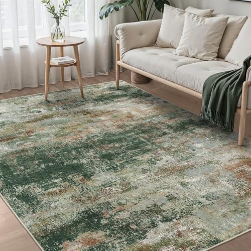 BEIMO 6x9 Area Rugs for Bedroom, Green Brown Washable Abstract Non Slip Rug