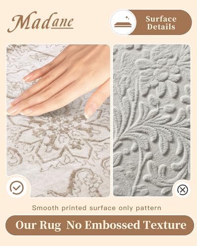 Madane 2x3 Washable Rugs for Entryway, Soft Neutral Throw Rug Brown/Ivory