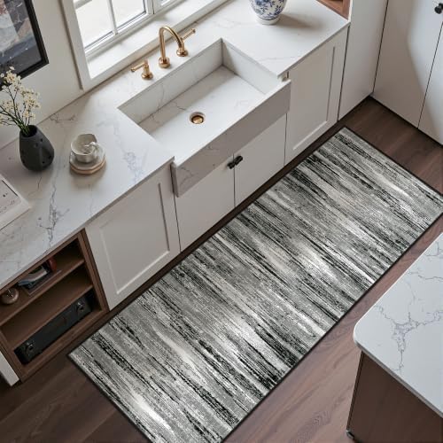2x6 Runner Rug Non Slip,Washable Hallway Runner Rug,Black