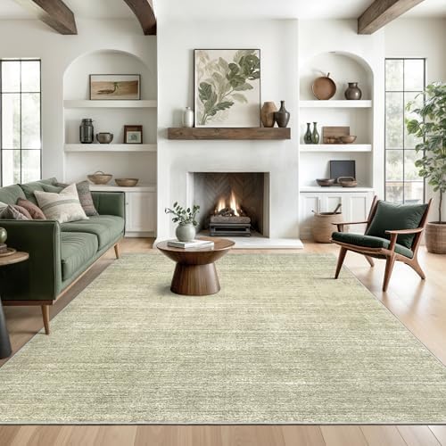 Valenrug 9x12 Area Rug Non Slip, Large Washable Rugs for Living Room Green