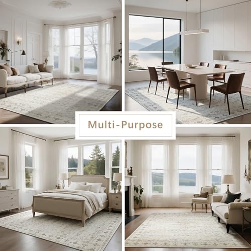 8x10 Washable Area Rugs for Living Room,Bedroom,Dining Room- Neutral Beige