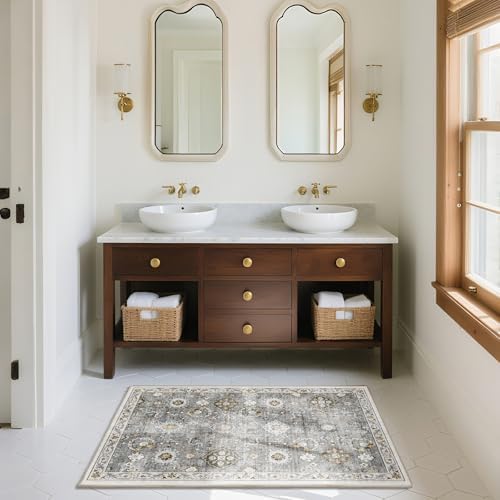 Machine Washable Small Rugs for Entryway: Door Mat Indoor Entrance 2x3 Boho Throw Rug Stain Resistant Non-Slip Low Pile Soft Carpets for Kitchen Front Door Indoor Entrance Entry Bedroom Nursery