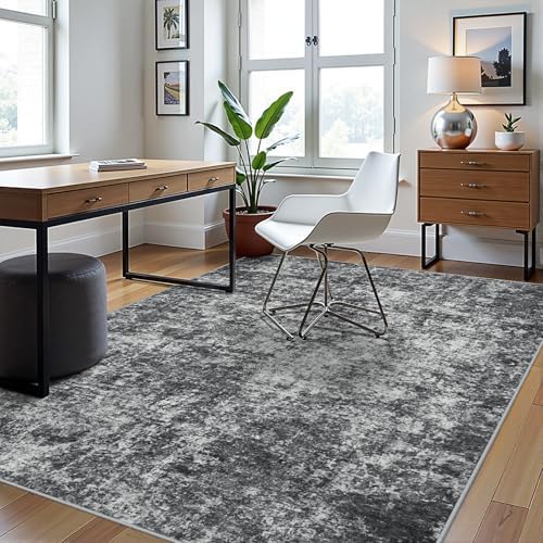 5x8 Area Rugs for Living Room Washable Bedroom Dining Room Black Grey